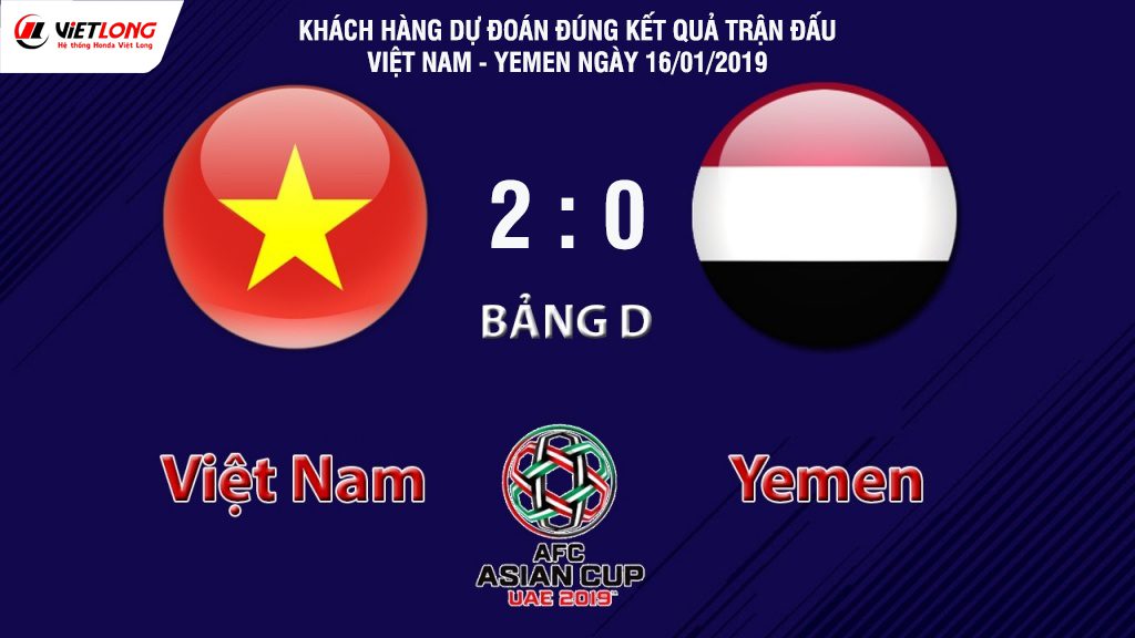 KẾT QUẢ MINIGAME ASIAN CUP 2019 VIỆT NAM – YEMEN NGÀY 16/01