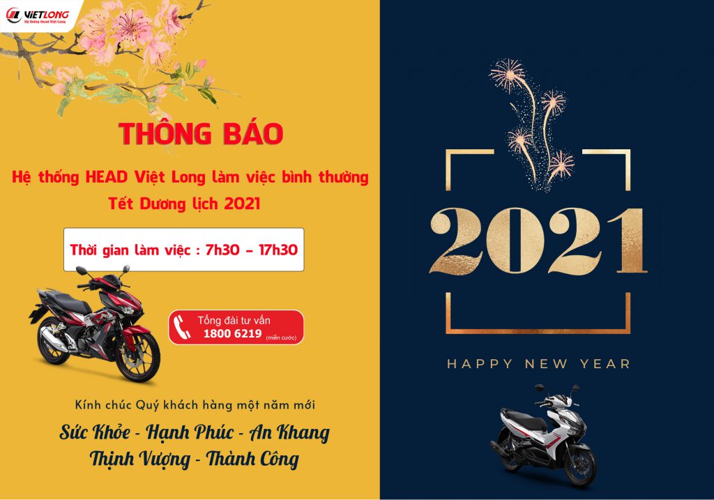 HỆ THỐNG HEAD VIỆT LONG THÔNG BÁO LỊCH LÀM VIỆC TẾT DƯƠNG LỊCH 2021