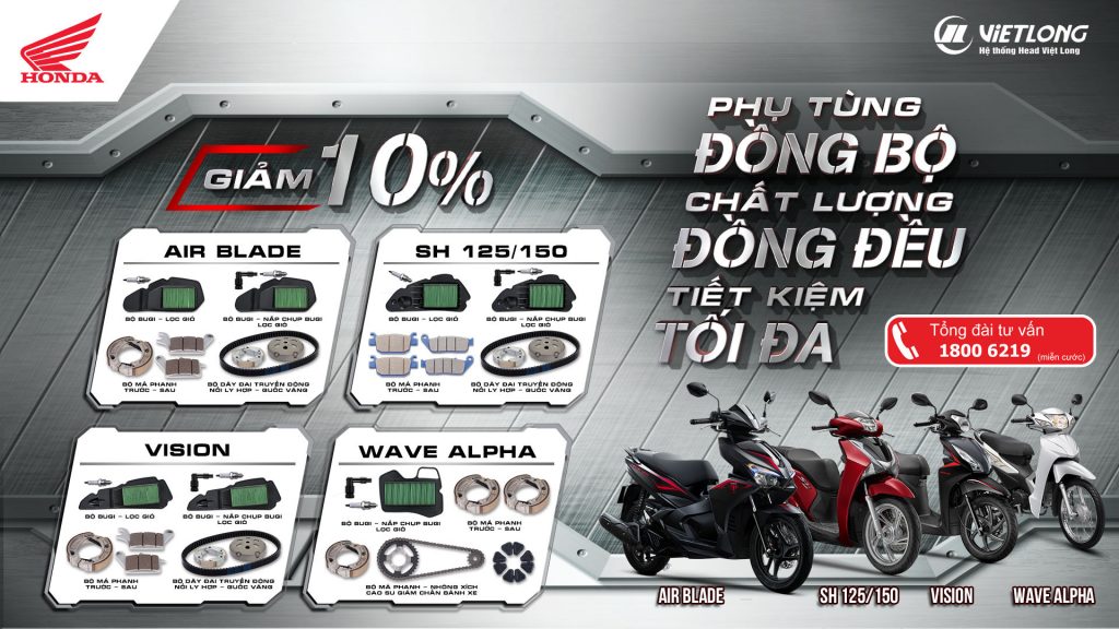 GIẢM 10% PHỤ TÙNG MỚI ĐỒNG BỘ CHẤT LƯỢNG TIẾT KIỆM TỐI ĐA