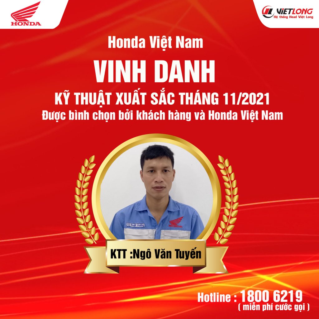 VINH DANH ” KỸ THUẬT XUẤT SẮC TOÀN QUỐC THÁNG 11/2021″ DO KHÁCH HÀNG VÀ HONDA VIỆT NAM ĐÁNH GIÁ