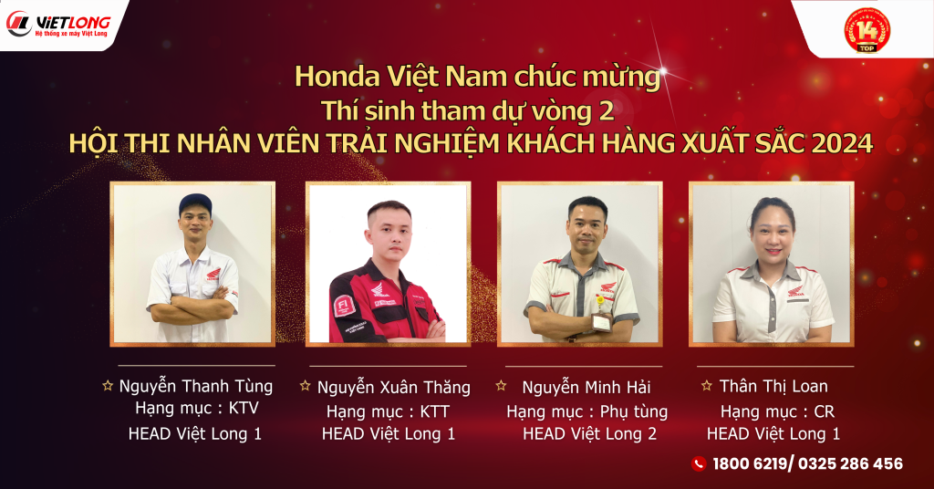 HỆ THỐNG XE MÁY HEAD VIỆT LONG CHÚC MỪNG THÍ SINH THAM DỰ VÒNG 2 HỘI THI NHÂN VIÊN TRẢI NHIỆM KHÁCH HÀNG XUẤT SẮC NĂM 2024