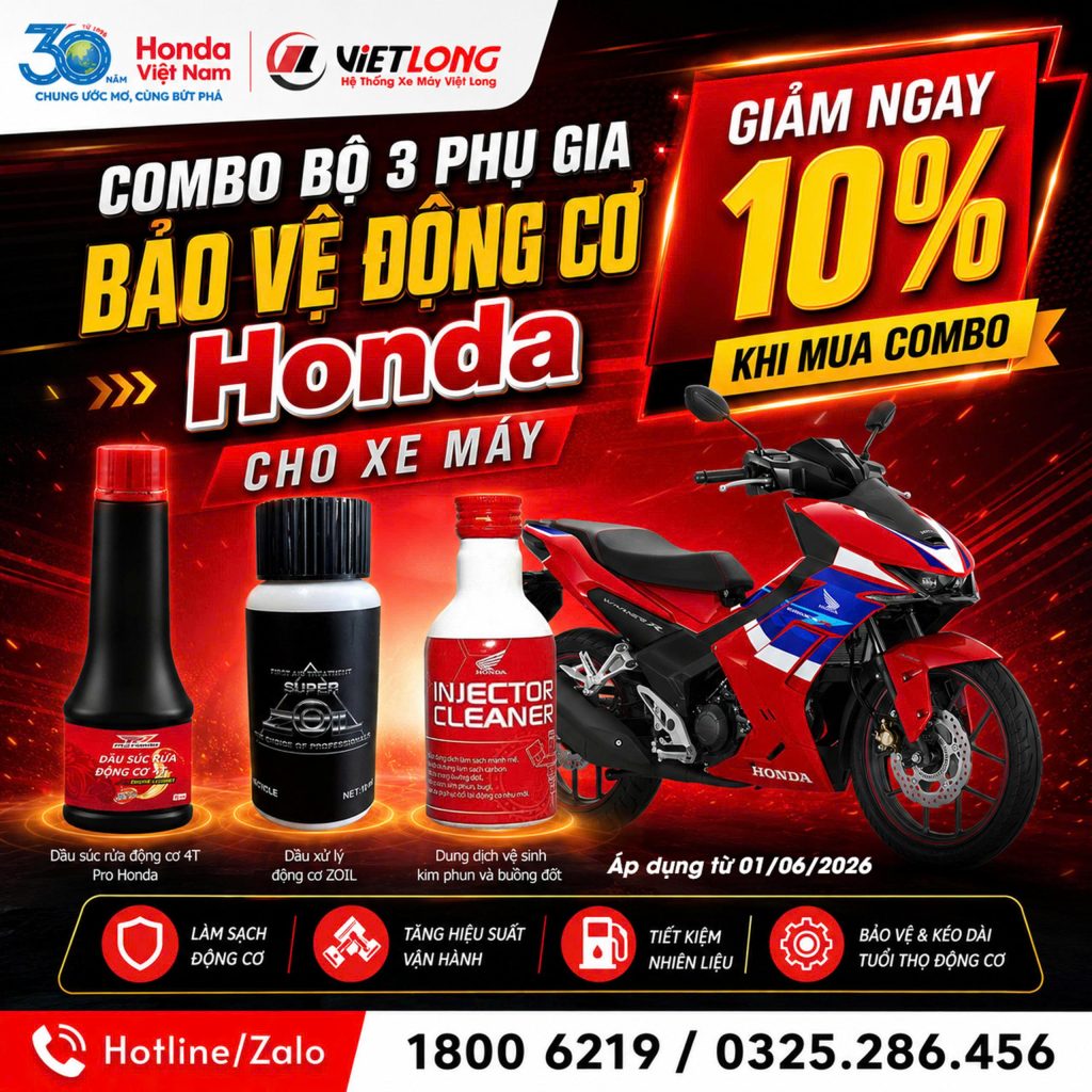 🔥 COMBO BỘ 3 PHỤ GIA BẢO VỆ ĐỘNG CƠ HONDA – ƯU ĐÃI GIẢM NGAY 10% 🔥